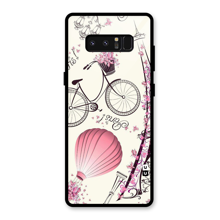 Paris Clipart Glass Back Case for Galaxy Note 8