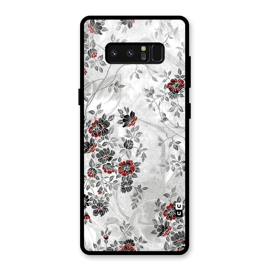 Pleasing Grey Floral Glass Back Case for Galaxy Note 8