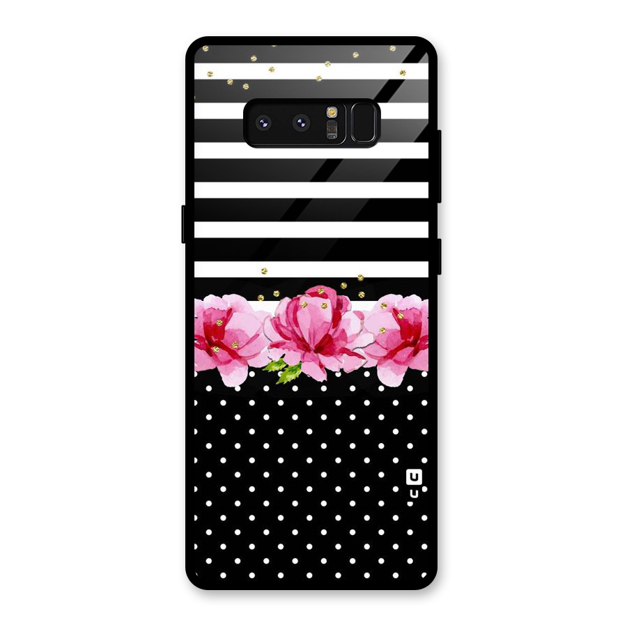 Polka Floral Stripes Glass Back Case for Galaxy Note 8