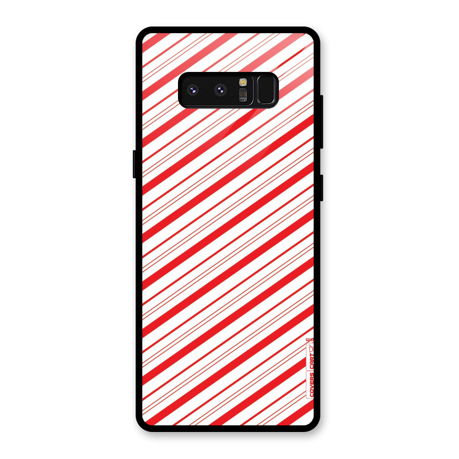 Red And White Diagonal Stripes Glass Back Case for Galaxy Note 8