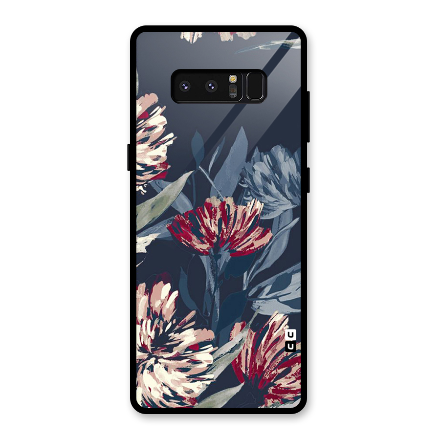 Red Rugged Floral Pattern Glass Back Case for Galaxy Note 8