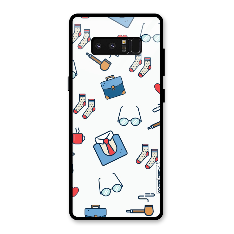 Shirt Spectacles Pattern Glass Back Case for Galaxy Note 8