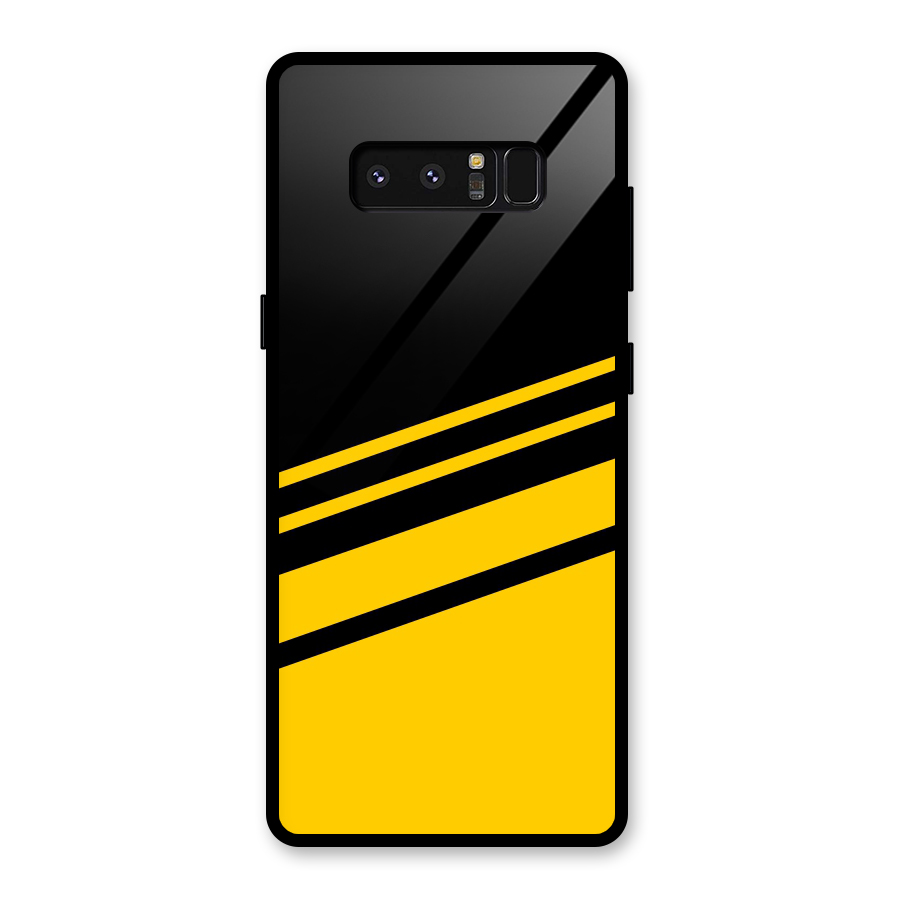 Slant Yellow Stripes Glass Back Case for Galaxy Note 8