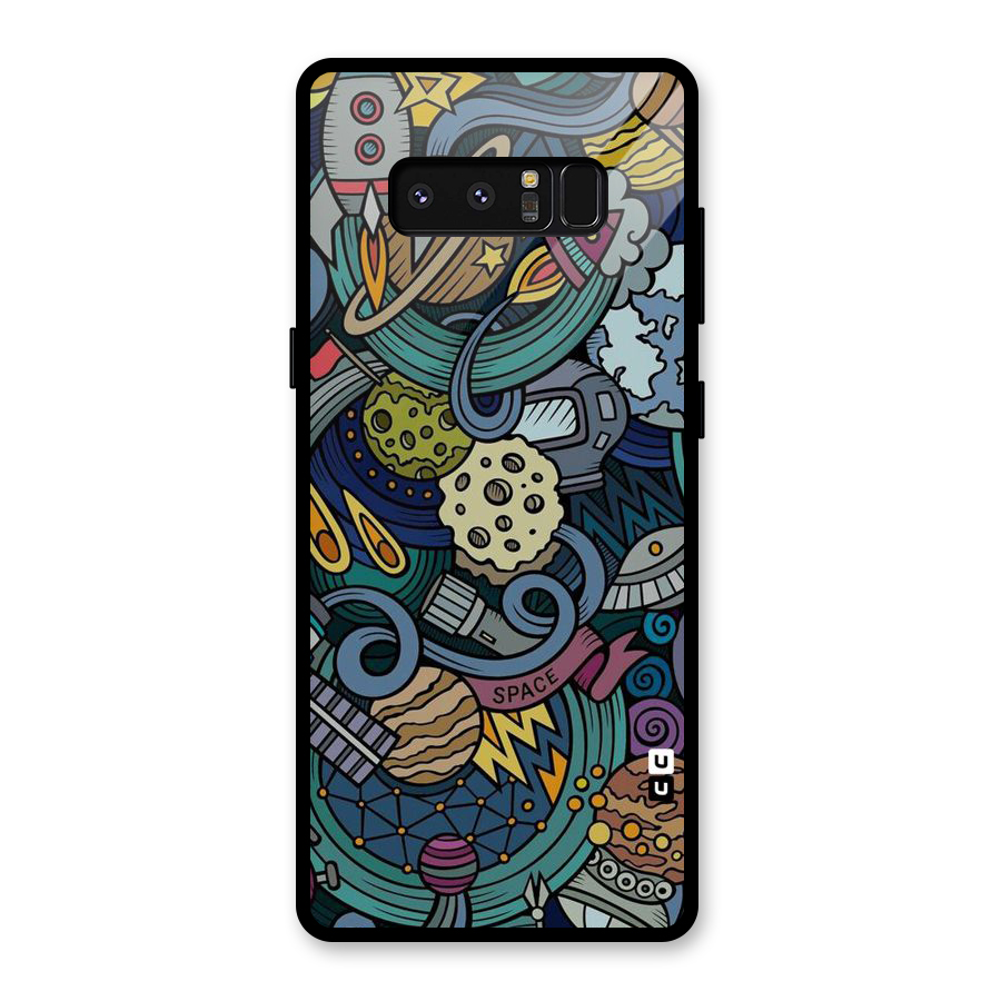 Space Pattern Blue Glass Back Case for Galaxy Note 8