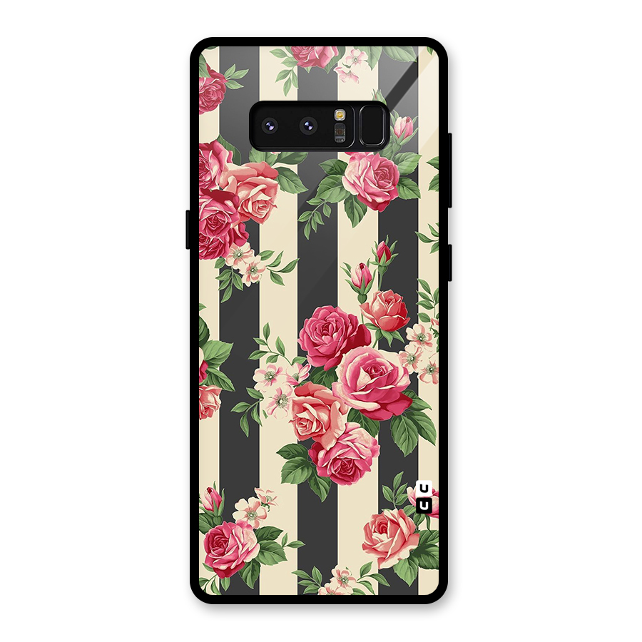 Stripes And Floral Glass Back Case for Galaxy Note 8