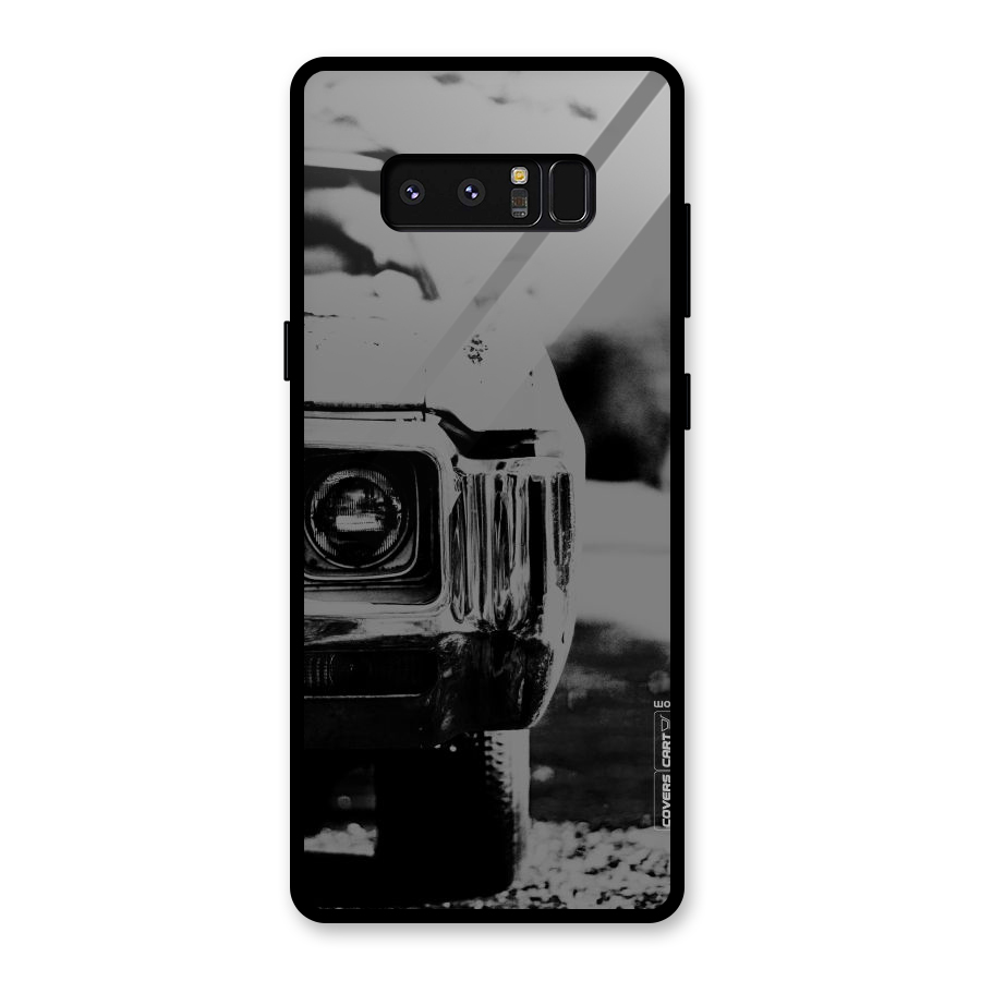 Vintage Car Black and White Glass Back Case for Galaxy Note 8