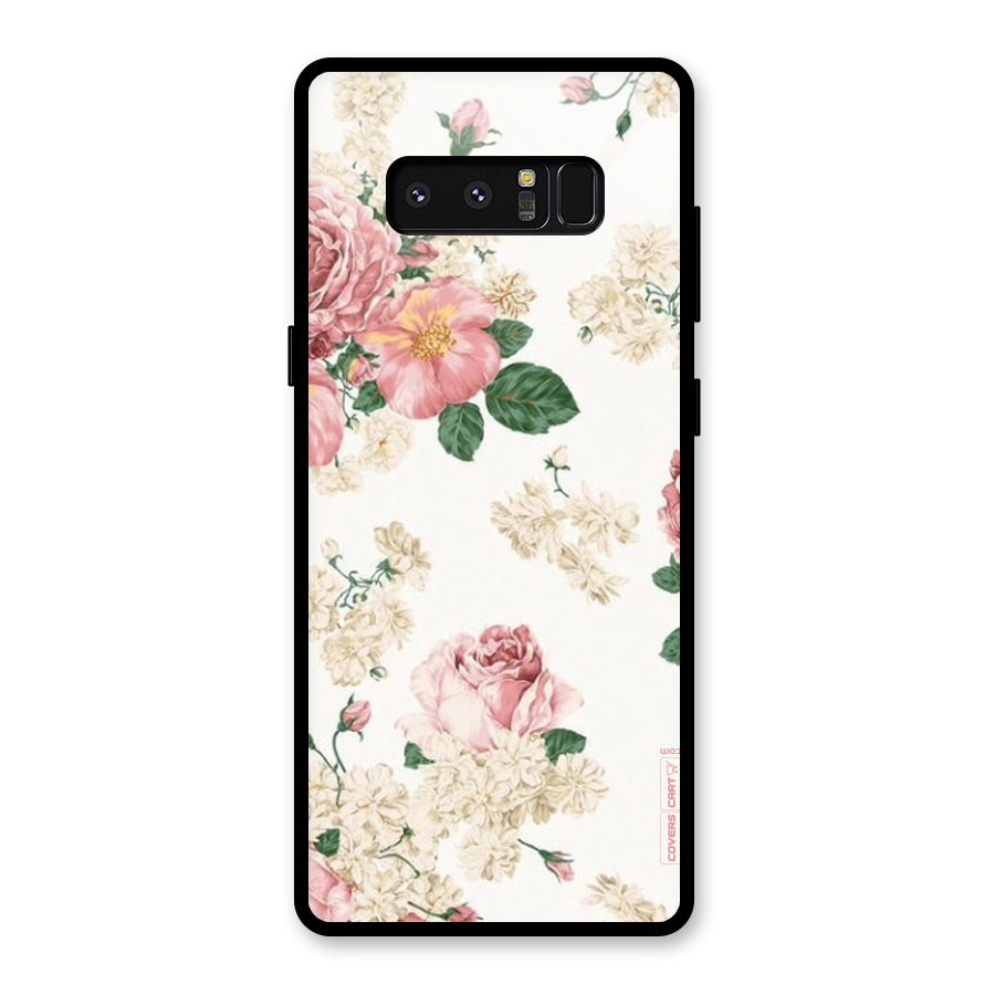 Vintage Floral Pattern Glass Back Case for Galaxy Note 8