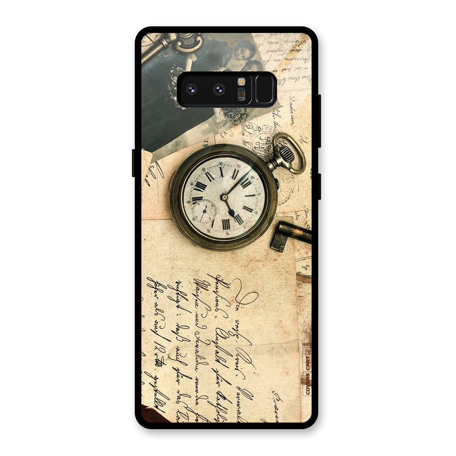Vintage Key And Compass Glass Back Case for Galaxy Note 8
