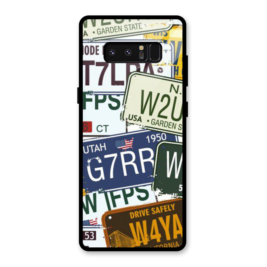 Vintage License Plates Glass Back Case for Galaxy Note 8