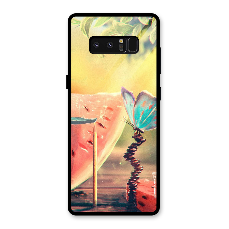 Watermelon Butterfly Glass Back Case for Galaxy Note 8