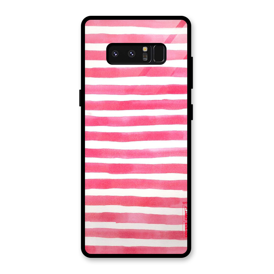 White And Pink Stripes Glass Back Case for Galaxy Note 8