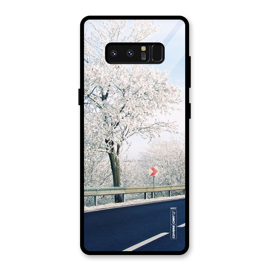 White Snow Tree Glass Back Case for Galaxy Note 8