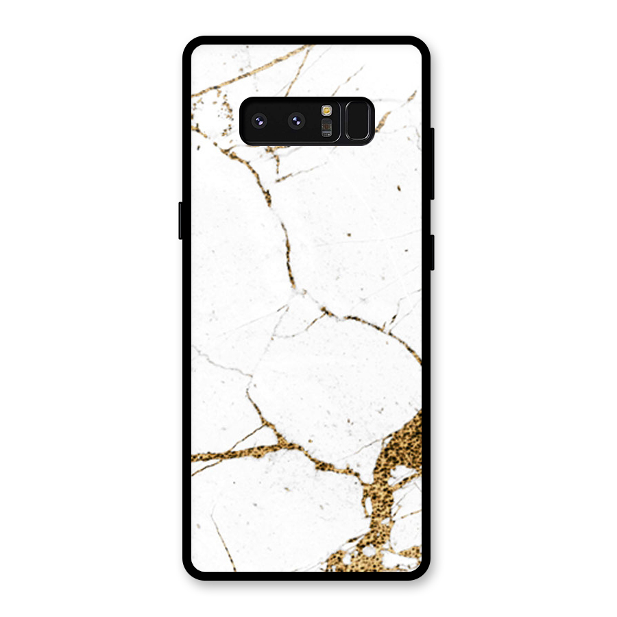 White and Gold Design Glass Back Case for Galaxy Note 8
