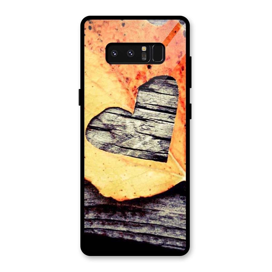 Wood Heart Leaf Glass Back Case for Galaxy Note 8