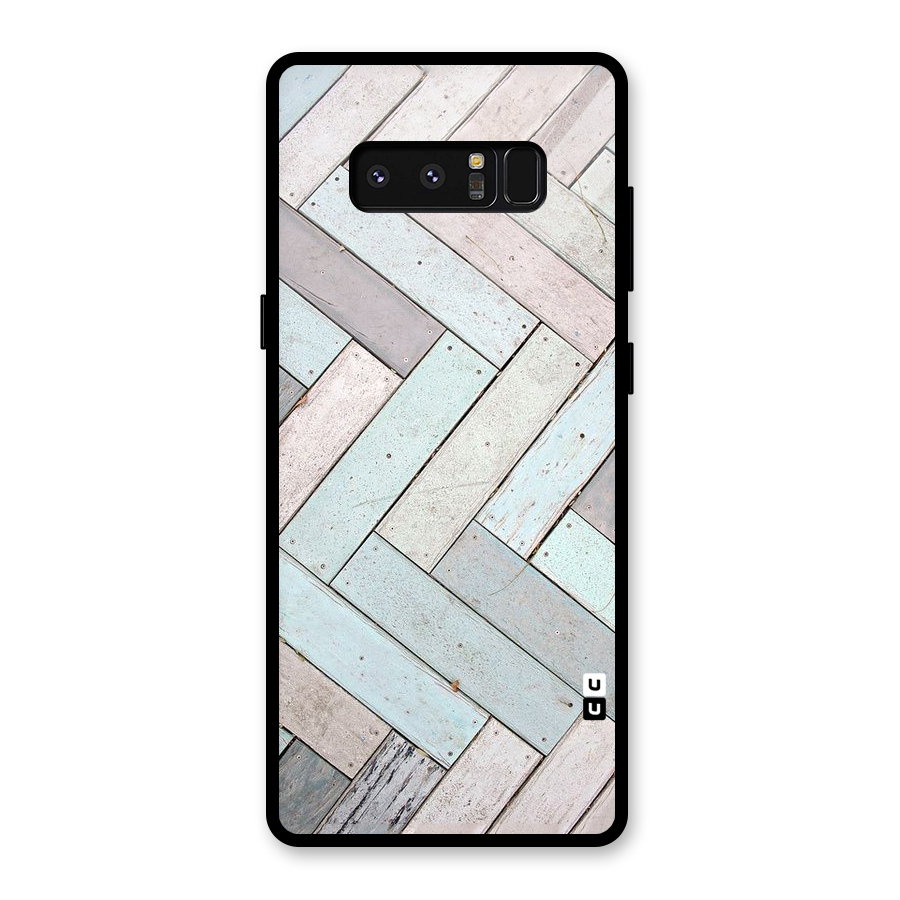 Wooden ZigZag Design Glass Back Case for Galaxy Note 8