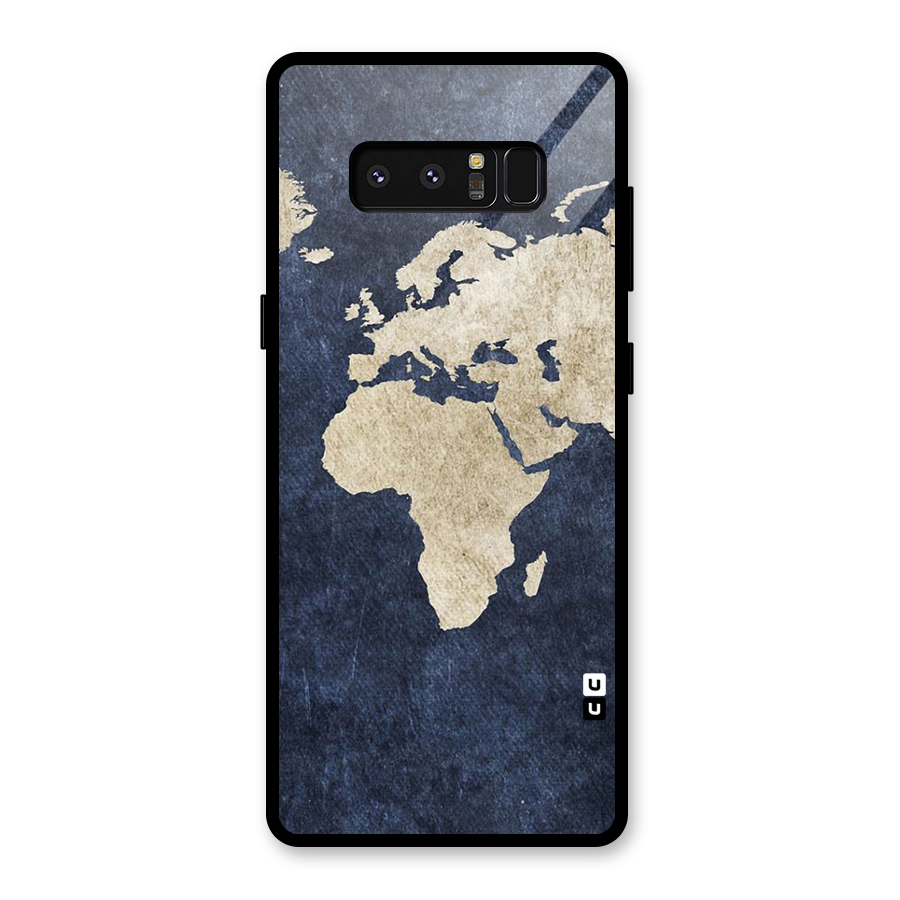 World Map Blue Gold Glass Back Case for Galaxy Note 8