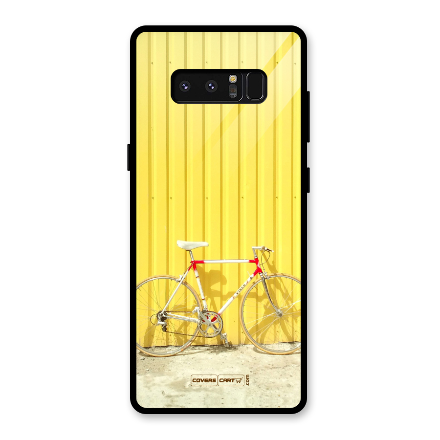 Yellow Cycle Classic Glass Back Case for Galaxy Note 8