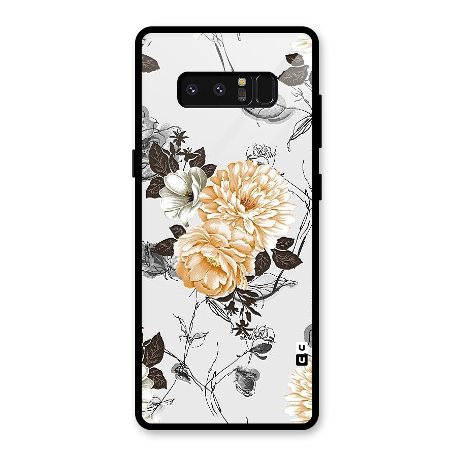 Yellow Floral Glass Back Case for Galaxy Note 8
