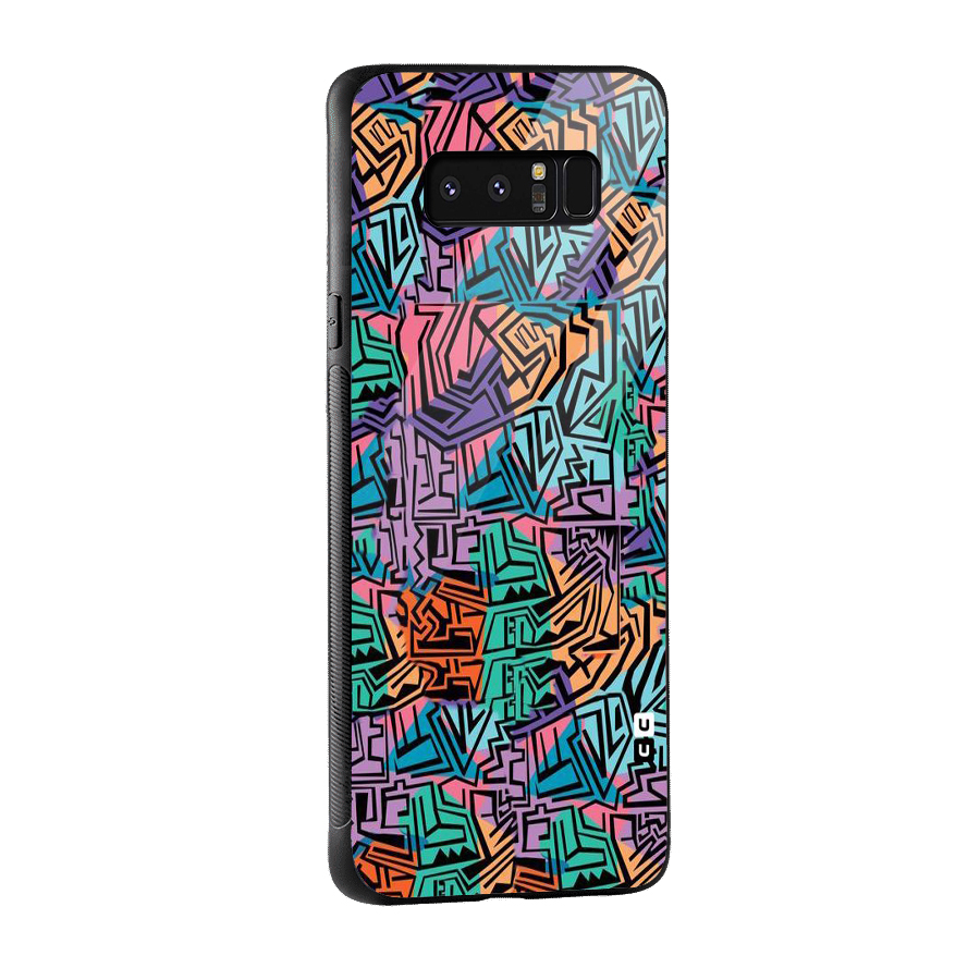 Abstract Lining Colors Glass Back Case for Galaxy Note 8