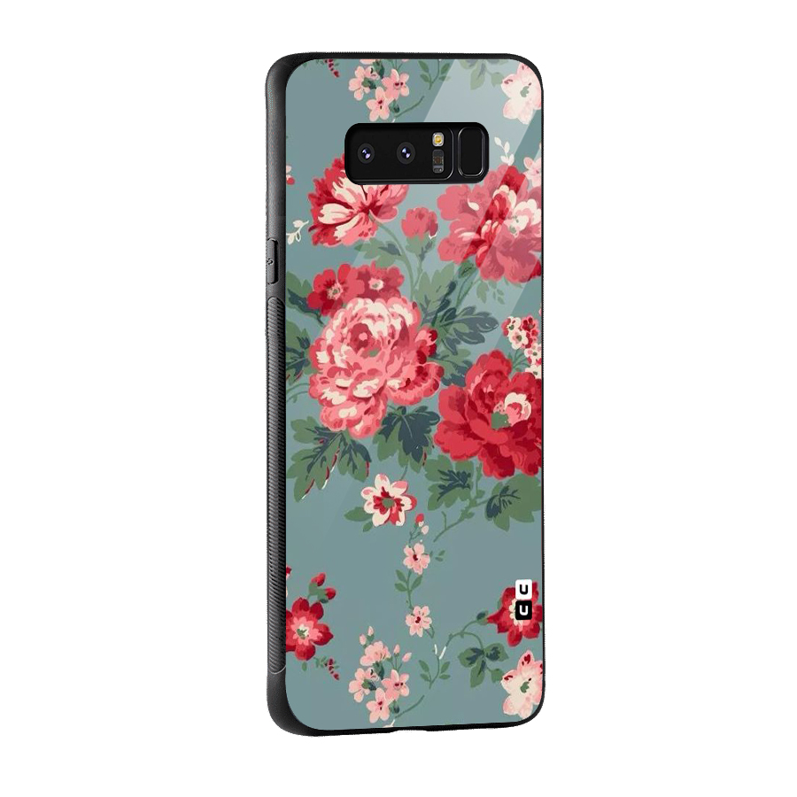 Aesthetic Floral Red Glass Back Case for Galaxy Note 8