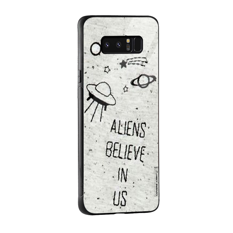 Aliens Believe In Us Glass Back Case for Galaxy Note 8