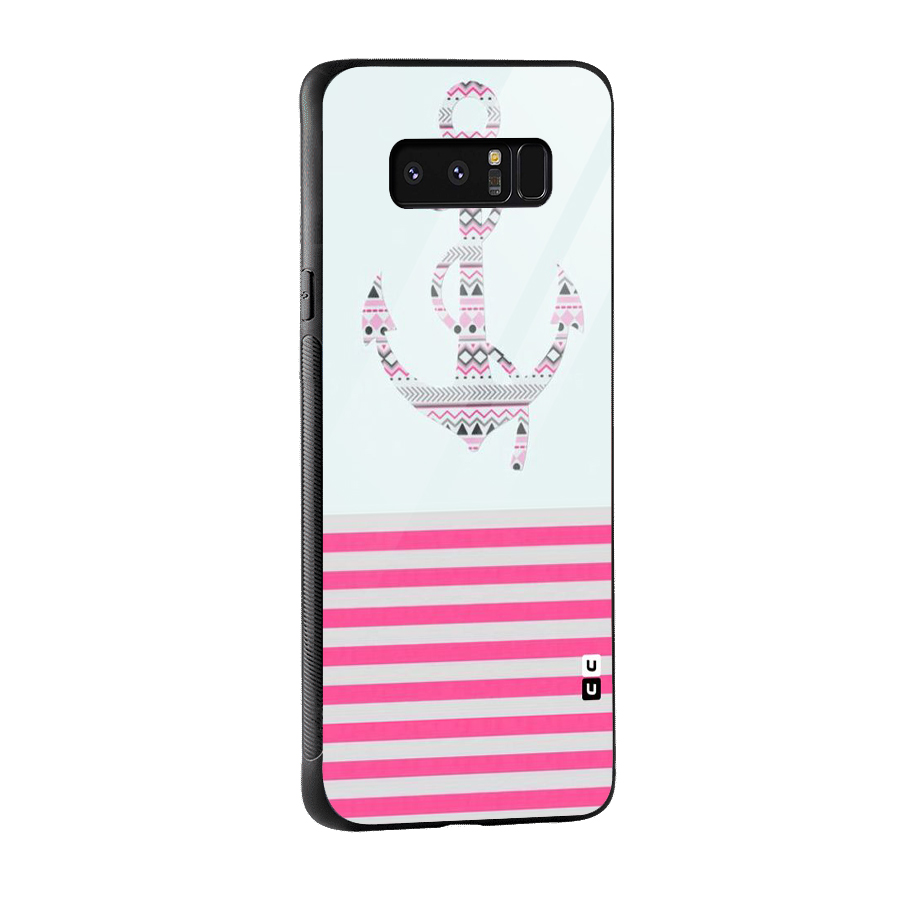 Anchor Design Stripes Glass Back Case for Galaxy Note 8
