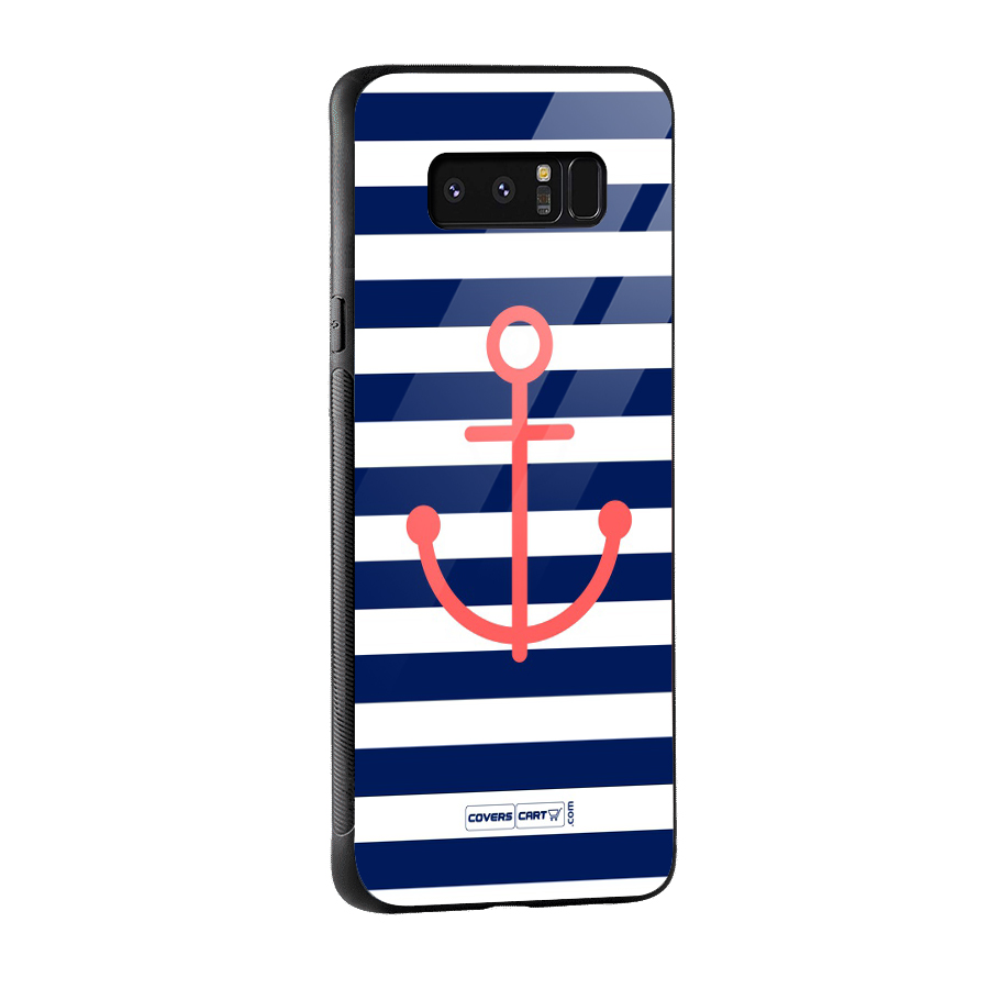 Anchor Stripes Glass Back Case for Galaxy Note 8