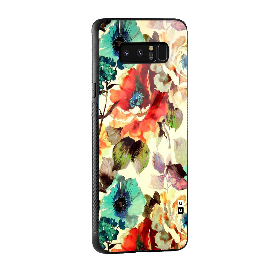 Artsy Bloom Flower Glass Back Case for Galaxy Note 8