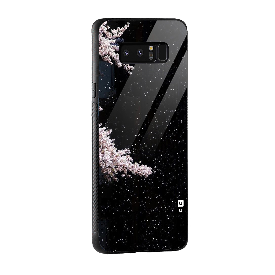 Beautiful Night Sky Flowers Glass Back Case for Galaxy Note 8