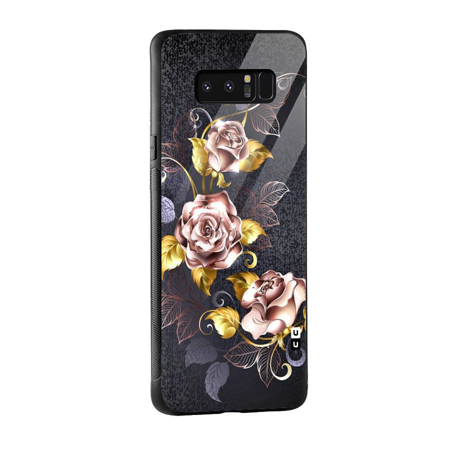 Beautiful Old Floral Design Glass Back Case for Galaxy Note 8