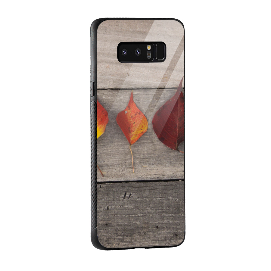 Beautiful Wood Leafs Glass Back Case for Galaxy Note 8