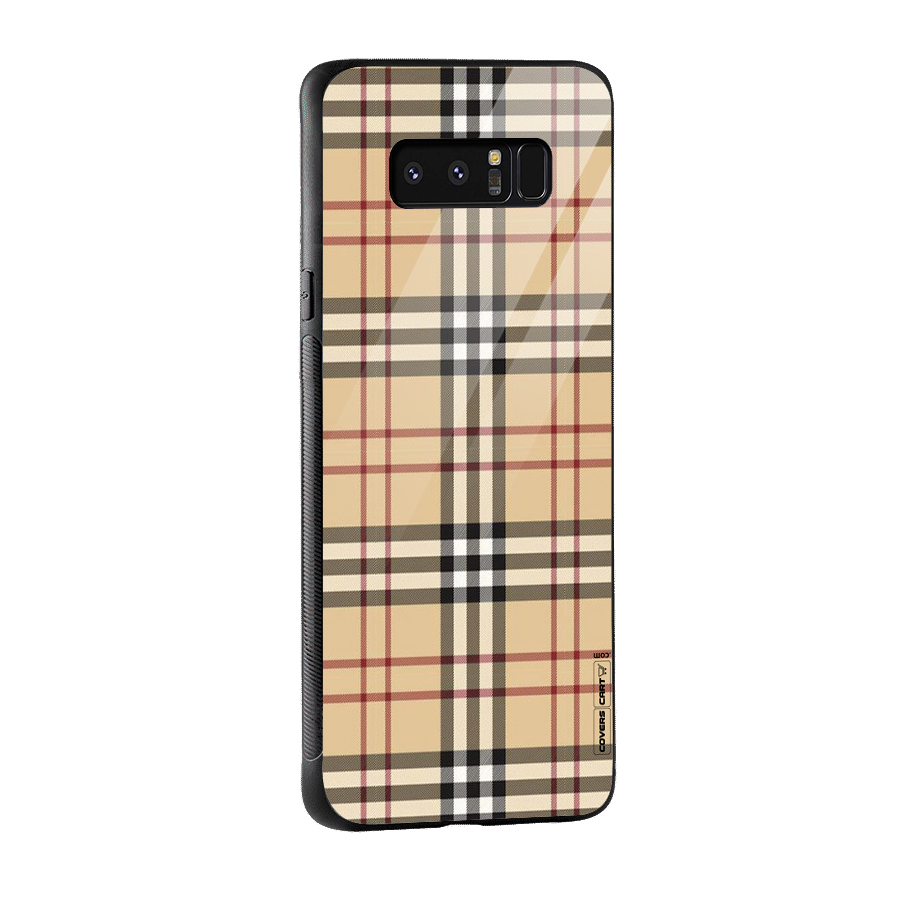 Beige Check Glass Back Case for Galaxy Note 8