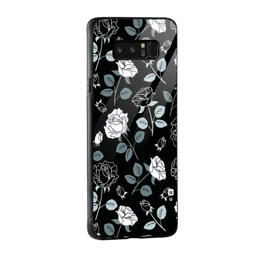 Black Artsy Bloom Glass Back Case for Galaxy Note 8