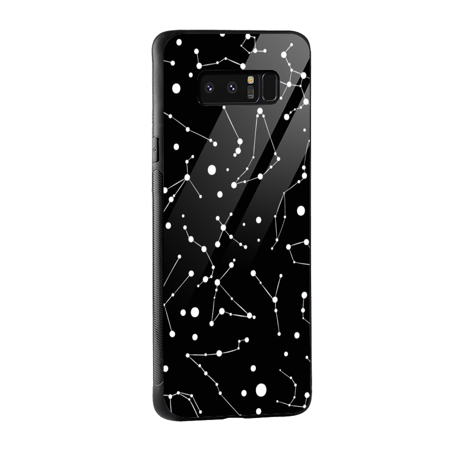 Black Constellation Pattern Glass Back Case for Galaxy Note 8