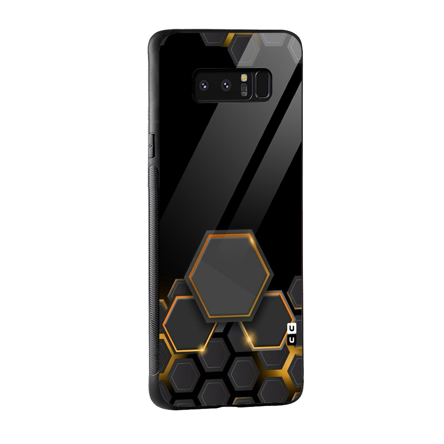 Black Gold Hexa Glass Back Case for Galaxy Note 8