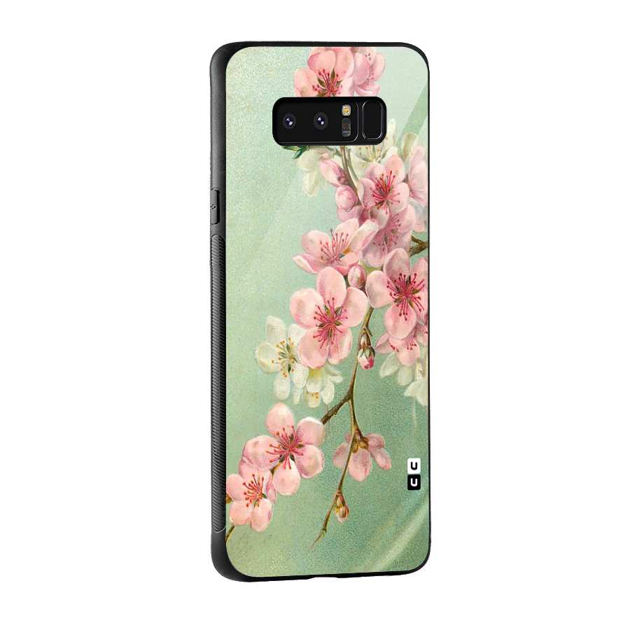 Blossom Cherry Design Glass Back Case for Galaxy Note 8