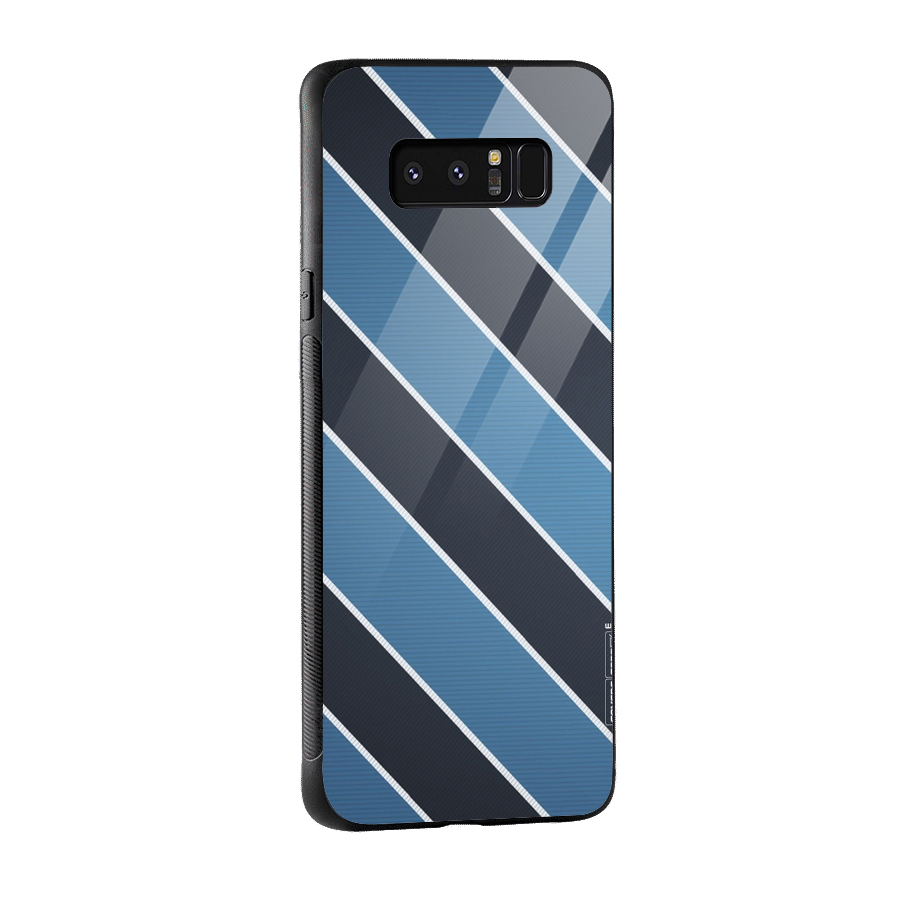 Blue Black Stripes Glass Back Case for Galaxy Note 8