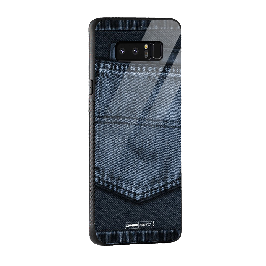 Blue Denim Glass Back Case for Galaxy Note 8