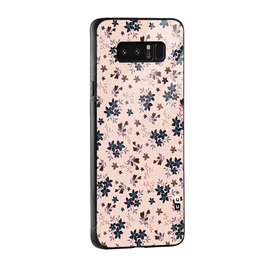 Blue Peach Floral Glass Back Case for Galaxy Note 8