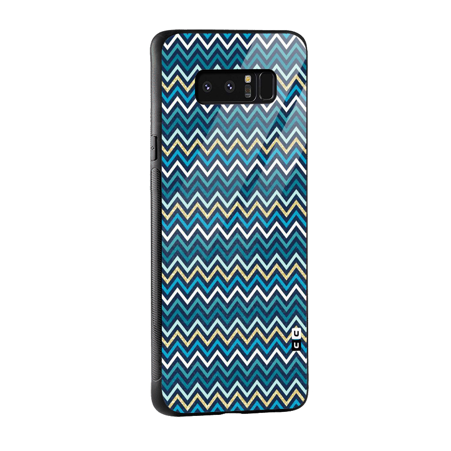 Blue Shades Chevron Pattern Glass Back Case for Galaxy Note 8