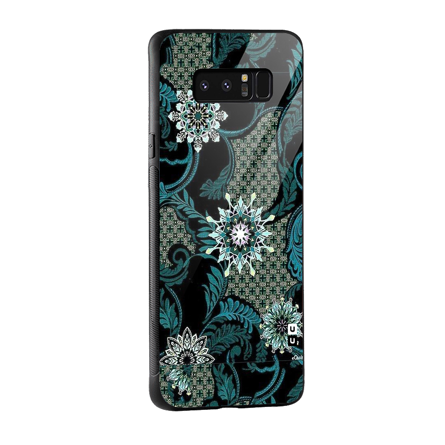 Bottle Green Floral Glass Back Case for Galaxy Note 8