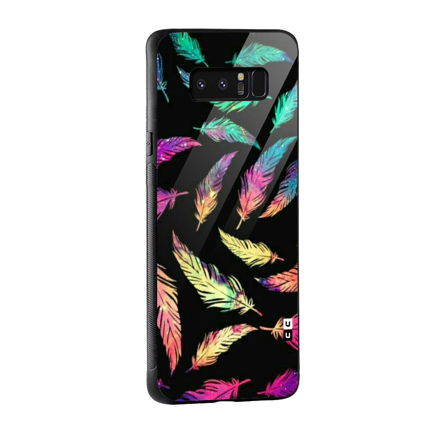 Bright Feathers Glass Back Case for Galaxy Note 8