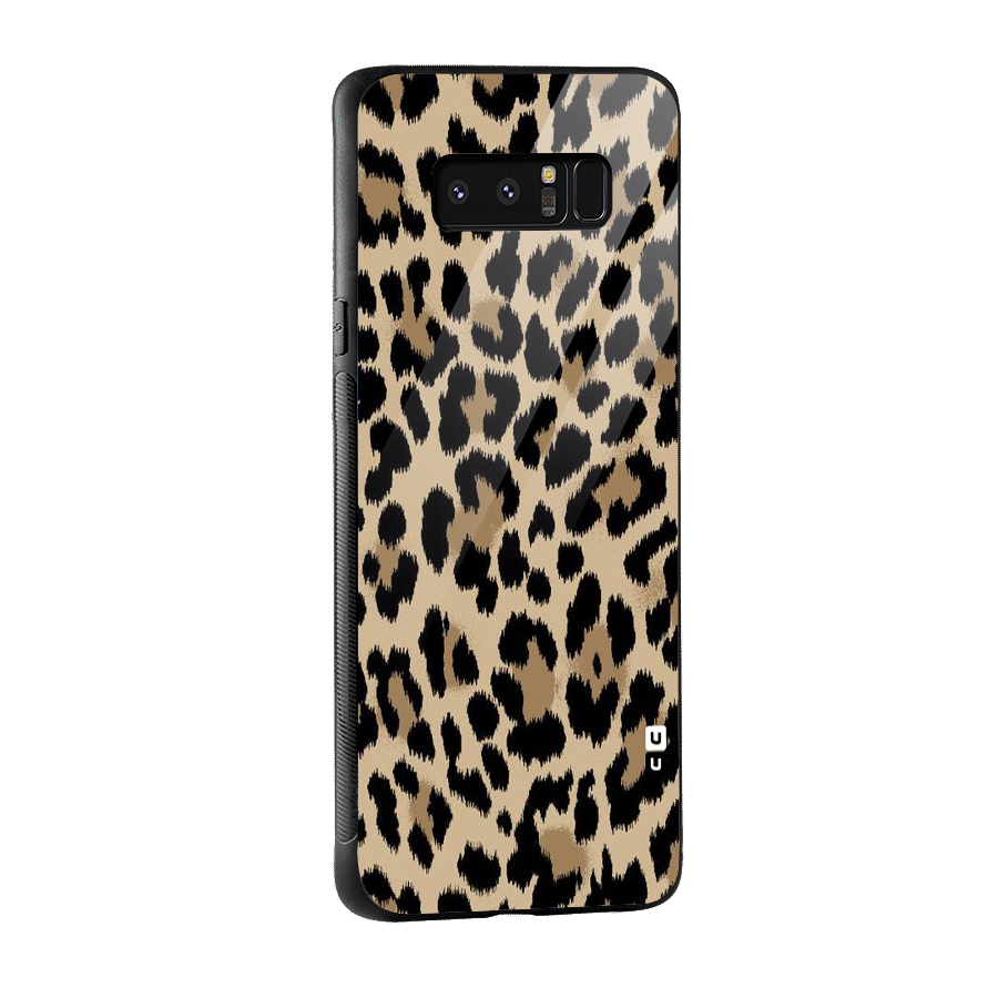 Brown Leapord Print Glass Back Case for Galaxy Note 8