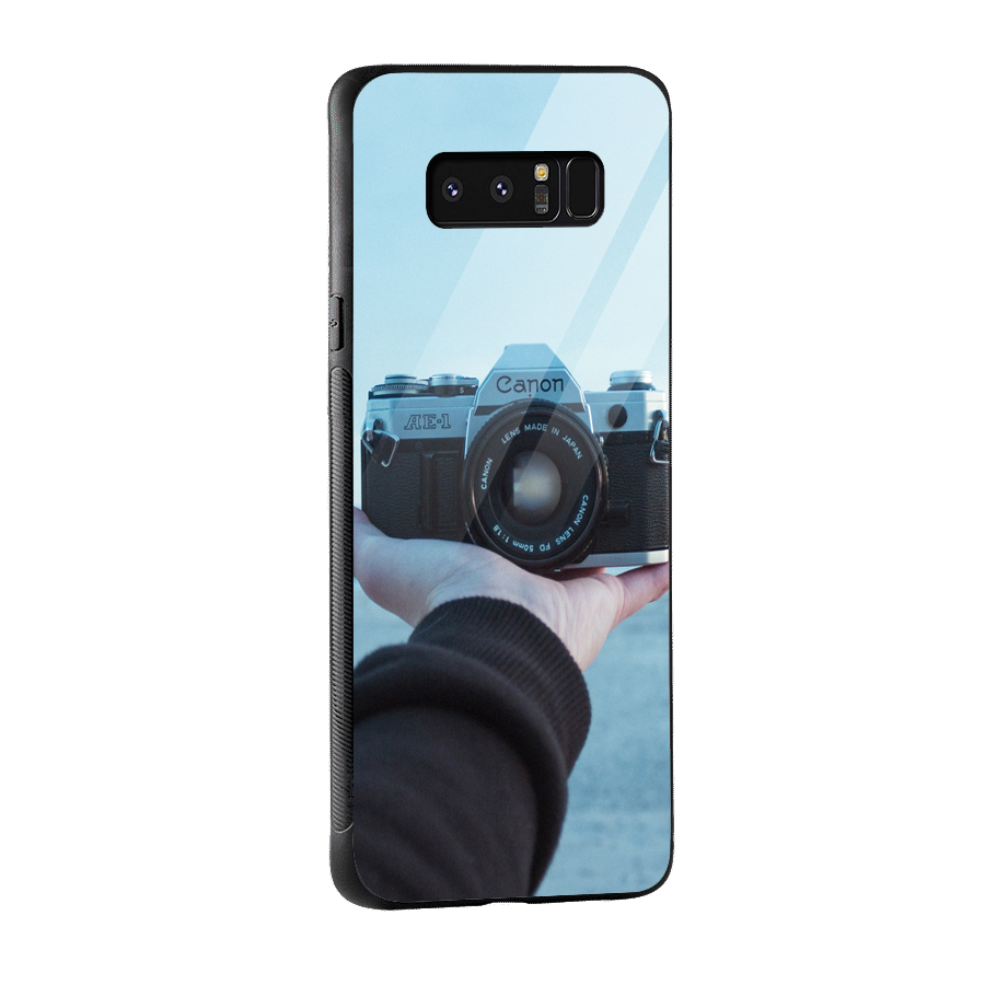 Camera in Hand Glass Back Case for Galaxy Note 8
