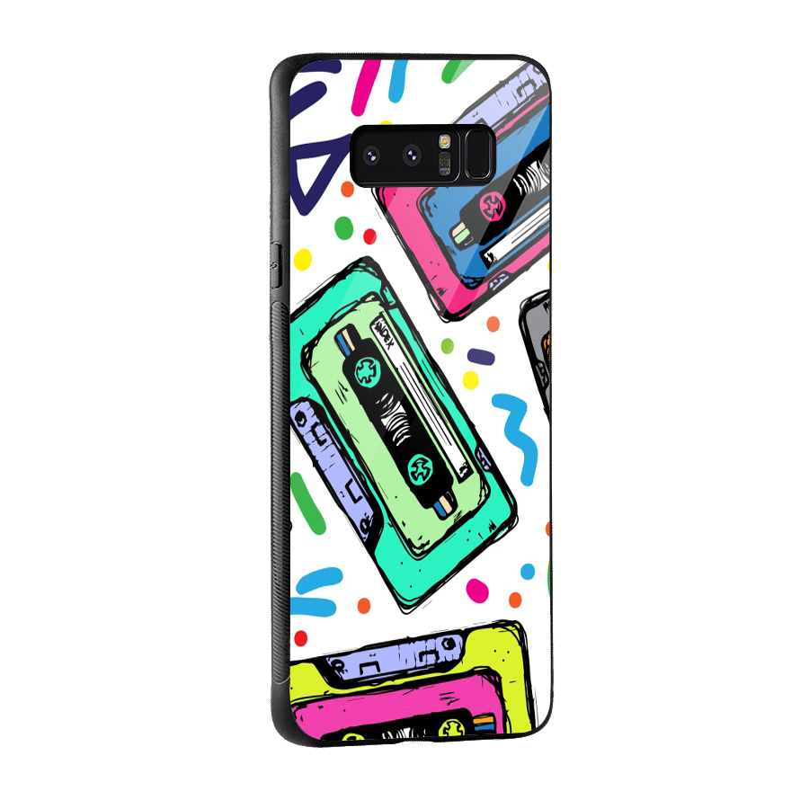 Cassette Pattern Glass Back Case for Galaxy Note 8