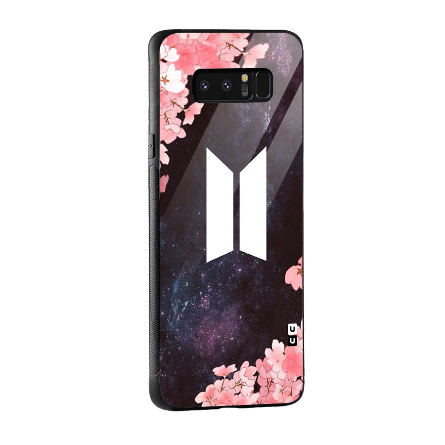 Cherry Blossom Pause Design Glass Back Case for Galaxy Note 8