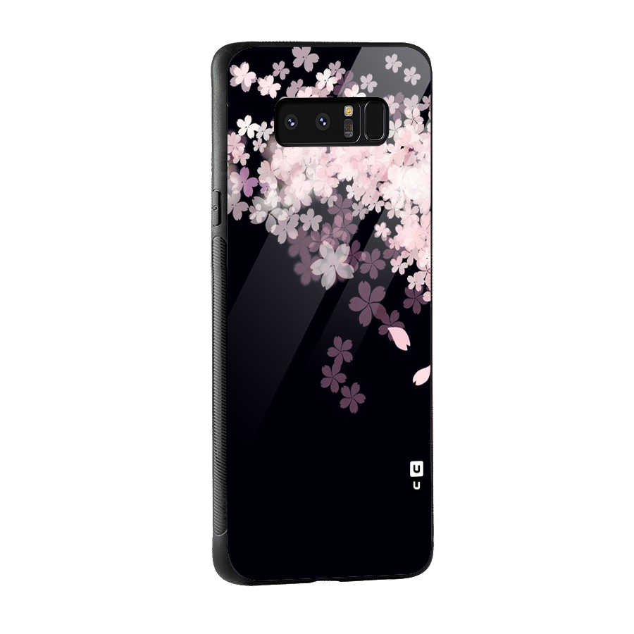 Cherry Flowers Pink Glass Back Case for Galaxy Note 8