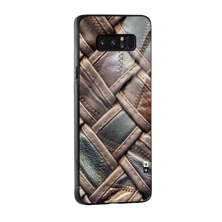 Classic Leather Belt Design Glass Back Case for Galaxy Note 8