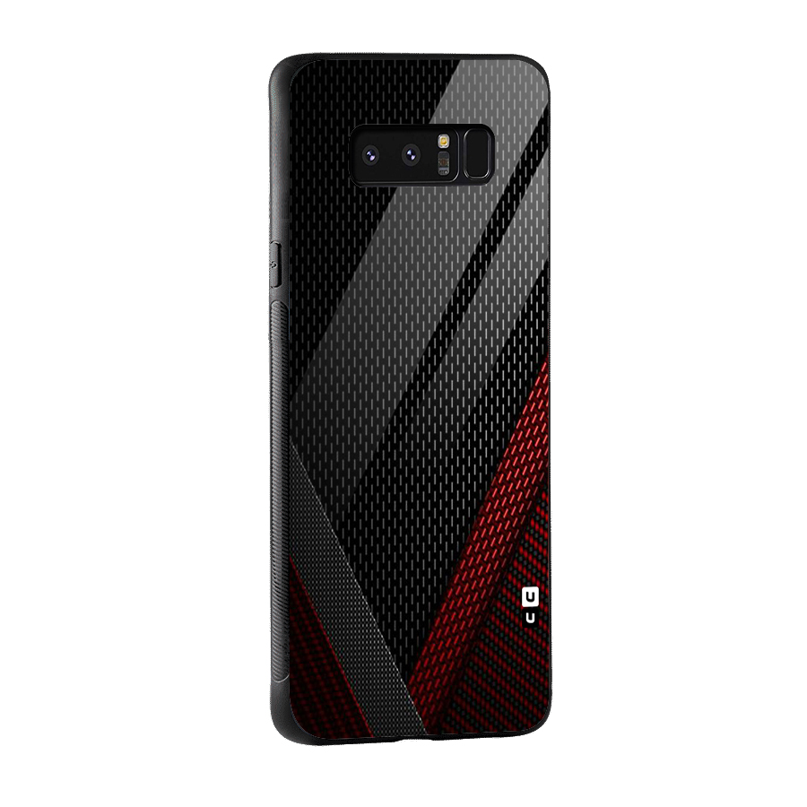 Classy Black Red Design Glass Back Case for Galaxy Note 8