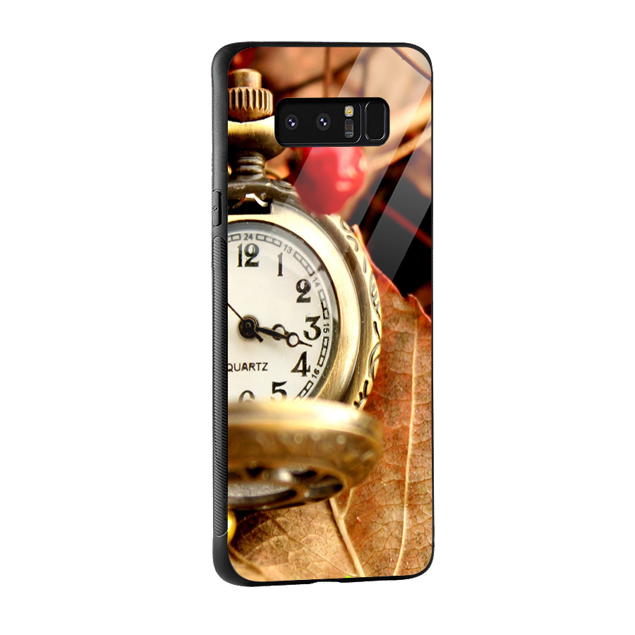 Clock And Cherry Glass Back Case for Galaxy Note 8